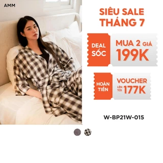 Quần Pyjama NỮ AMM Ống Rộng, Chất Liệu Vải Mềm Mịn, Thoáng Mát, Thấm Hút Tốt, Màu Sắc Kẻ Caro Nhã Nhặn W-BP21W-015