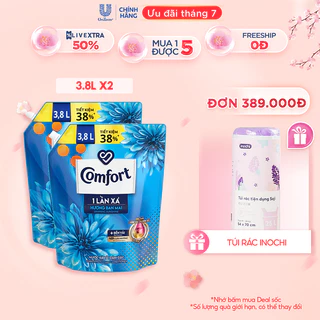 Combo 2 túi nước xả làm mềm vải Comfort Chăm sóc Chuyên sâu Đậm đặc Một lần xả túi 3.8L/túi