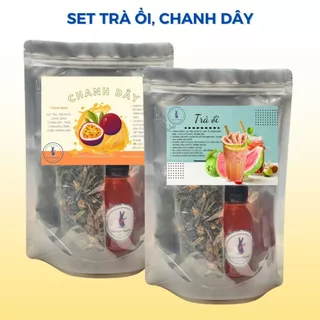 Set nguyên liệu trà ổi, trà chanh dây tự pha Carrot House, hương vị lục trà, syrup mứt ổi, chanh dây, set 20-25 ly