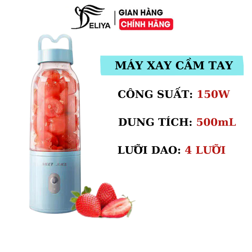 Máy xay sinh tố cầm tay Meet Juice 500ml mini, máy xay cầm tay đa năng ,xay đá viên,xay hoa quả các loại - DELIYA