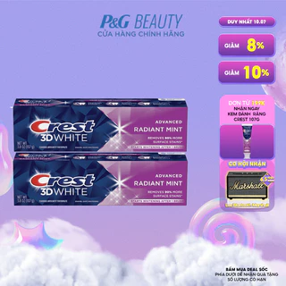 Combo 2: Kem đánh trắng răng Crest 3D White Radiant Mint (2x107g)