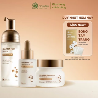 Combo 3 Bước Bọt Rửa Mặt Serum Và Kem Dưỡng Sâm 1700 Ngừa Lão Hoá Da Cỏ Mềm 500gr