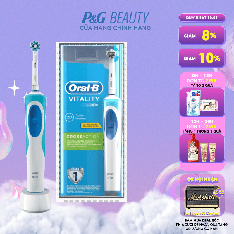 Bàn Chải Điện ORAL-B Vitality Crossaction Loại Bỏ Thêm Đến 100% Mảng Bám