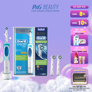 Combo Bàn Chải Điện Và Đầu Bàn Chải ORAL-B Vitality CrossAction (2 Cái)