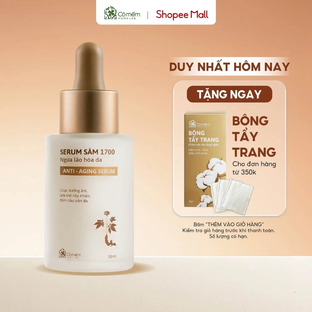 Serum Dưỡng ẩm da mặt Sâm 1700 Ngừa Lão Hoá da Giúp Mờ Nếp Nhăn Và Đốm Nâu Cỏ Mềm 30ml