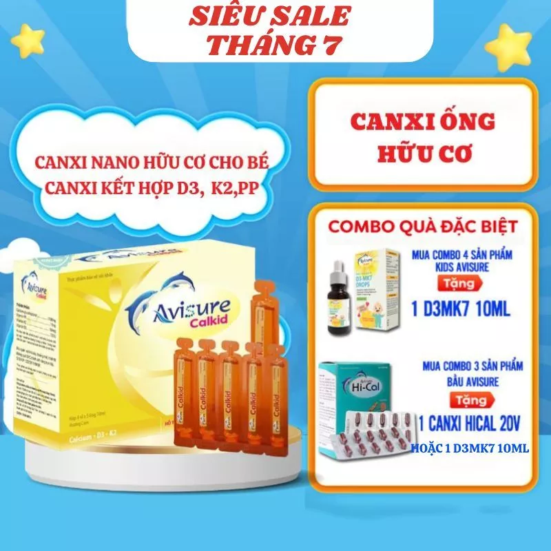 Avisure Calkid - Canxi Nano, Viên Uống Bổ Sung Canxi, Giúp Xương Răng Chắc Khỏe, Phát Triển Chiều Cao Cho Trẻ