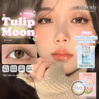 Kính áp tròng NÂU NẮNG TRONG TRẺO tự nhiên TULIP MOON BROWN dành cho mắt nhạy cảm | Lens cận | LENSFORGIRLSS