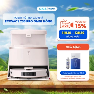 Robot hút bụi lau nhà Ecovacs Deebot T30 Pro Omni - Lực hút 11.000Pa - Kháng khuẩn ion bạc - Trạm sạc đa năng