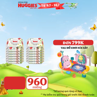 Thùng 12 gói Khăn ướt Huggies không mùi (80 miếng/gói)