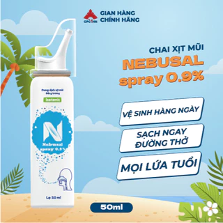 Dung Dịch Xịt Mũi Đẳng Trương Nước Muối Nebusal Spray 0,9% Làm Sạch Mũi Vệ Sinh Hằng Ngày 50ml