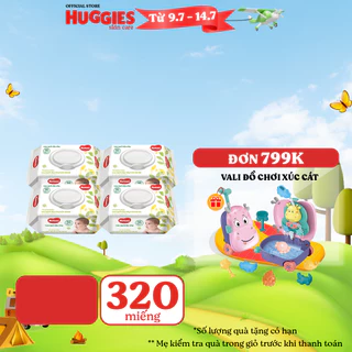 Combo 4 gói Khăn ướt Huggies không mùi (80 miếng/gói)