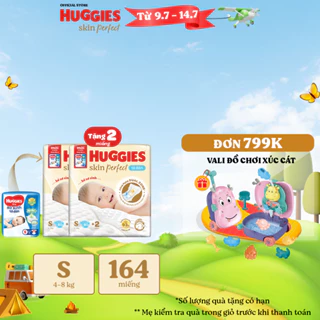 Combo 2 Tã/bỉm dán sơ sinh Huggies Skin Perfect S 80+2 miếng với 2 vùng thấm giảm kích ứng da