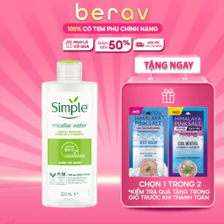 Nước Tẩy Trang Simple Kind To Skin Micellar Water Sạch Sâu Dịu Nhẹ Da Nhạy Cảm 200ml