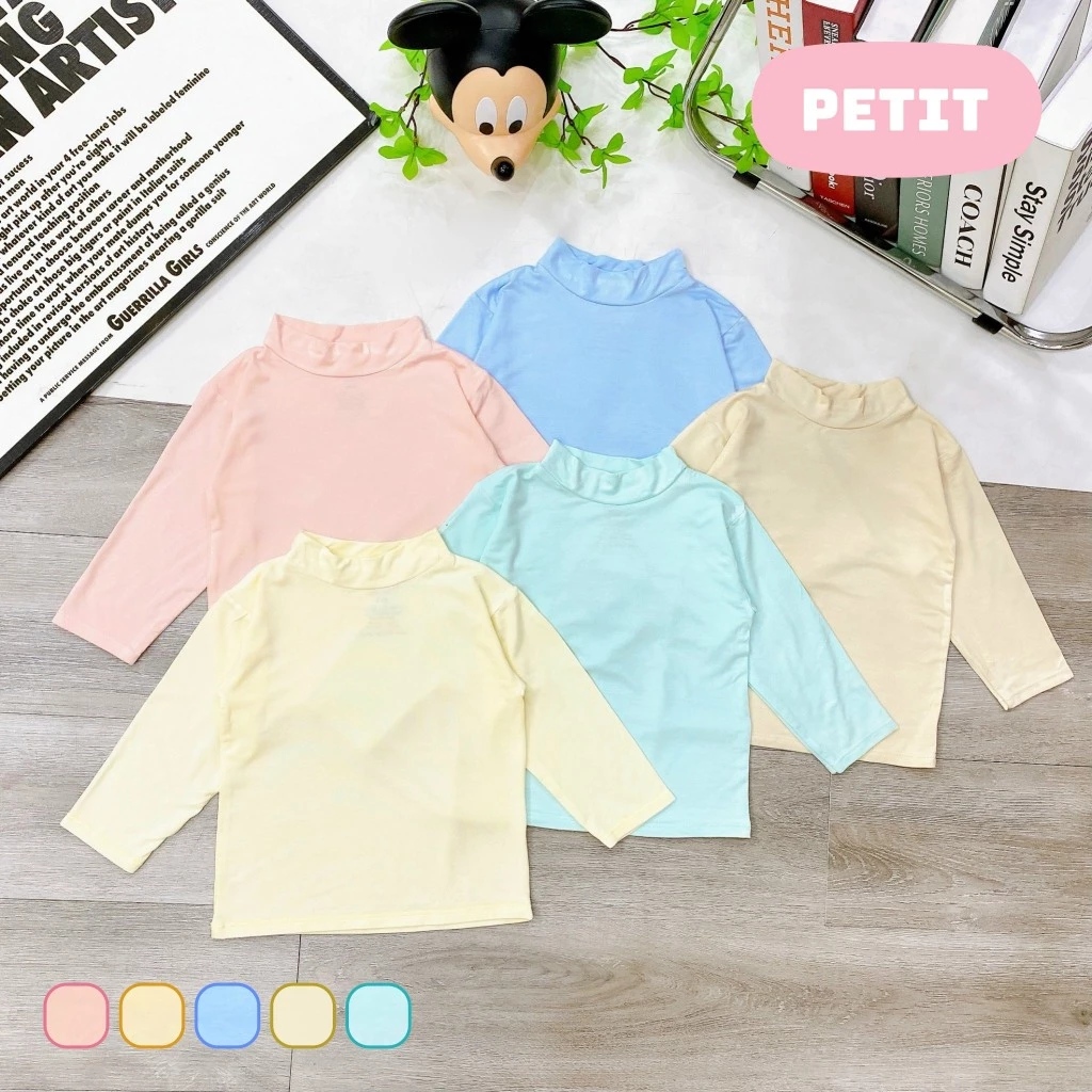 [A223 Mềm Mát Chất PETIT] Combo 2 Áo  Dài Tay Giữ Nhiệt Cổ 3 Phân Phong Cách Basic, Chất Vải Petit Mềm, Mịn, Mát