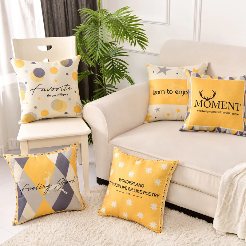 Gối tựa vuông 45x45 hoạ tiết độc đáo, trang trí sofa phòng khách (chỉ vỏ gối) - Kim Huệ X42