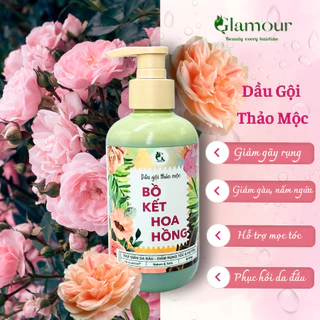 Dầu Gội Bồ Kết Hoa Hồng cô đặc Glamour chai 500gr, dầu gội thảo mộc ngăn ngừa rụng tóc, làm sạch gàu