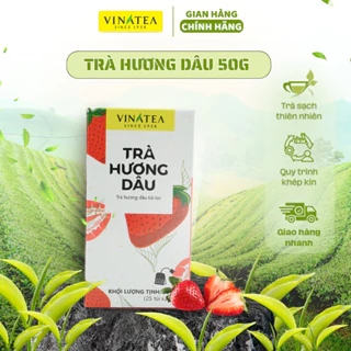 Trà túi lọc hộp 50g, trà dâu hộp 25 túi lọc hương thơm đặc trưng, trà Vinatea nguyên liệu cao cấp