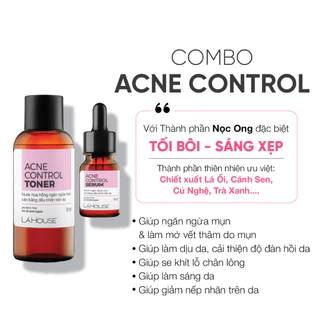 Bộ sản phẩm dành cho da mụn Lá House Acne Control gồm 2 món Serum và Toner 10ml&30ml