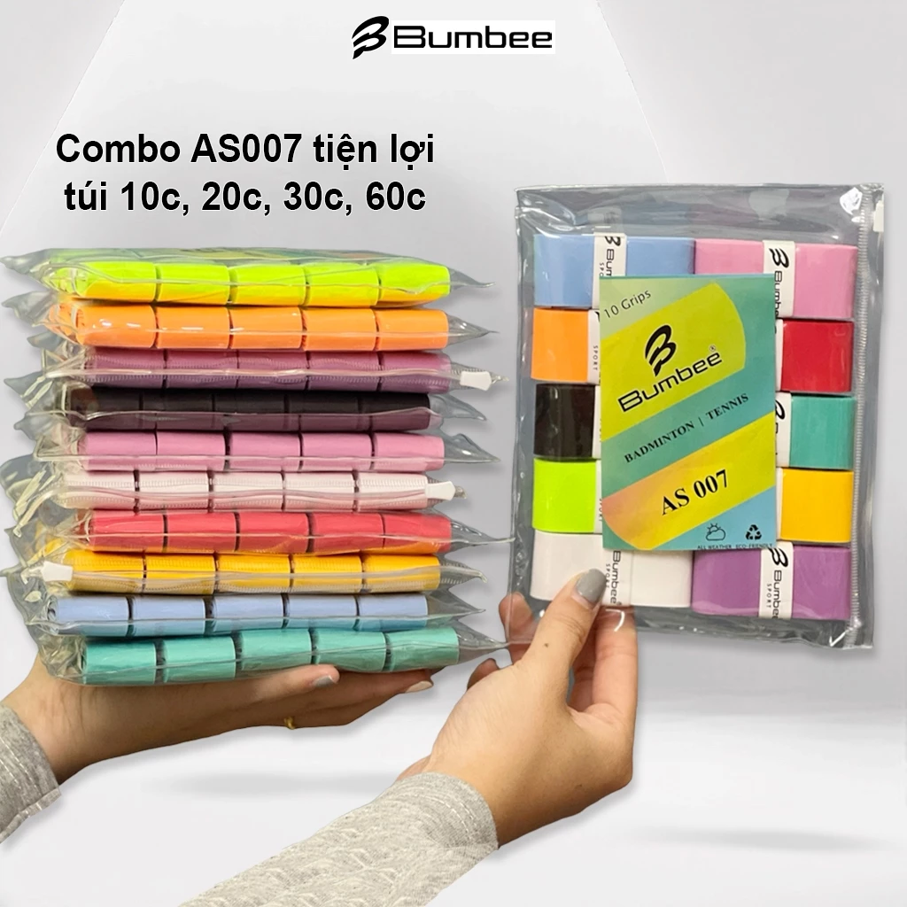 Quấn cán vợt cầu lông Bumbee AS 007 túi 10, 20, 30, 60 chiếc - Hàng Chính Hãng