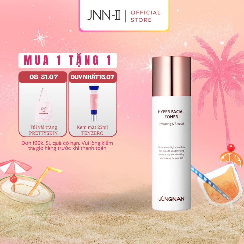 Nước hoa hồng JUNGNANI Hyper Facial Toner dưỡng ẩm trắng da cho da dầu mụn, da khô và da nhạy cảm 120ML | jnn2.vn