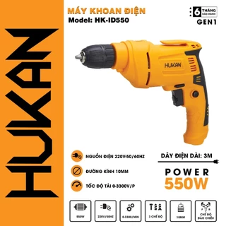 [Chính Hãng] Máy khoan HUKAN HK-ID550 - Đầu kẹp 10mm - Công Suất 550w - Bảo Hành 12 Tháng