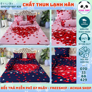 [HỎA TỐC 🎁 mua 1 tặng 1🎁] FREESHIP -  BỘ 4 DRAP GA THUN LẠNH HÀN MẪU TRÁI TIM MỀM MƯỚT MÁT LẠNH ACHUASHOP