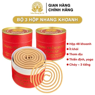 Bộ 3 hộp nhang khoanh vòng trầm hương đốt xông nhà tẩy uế đồ thờ cúng phong thủy Trầm Hương Hà Xá