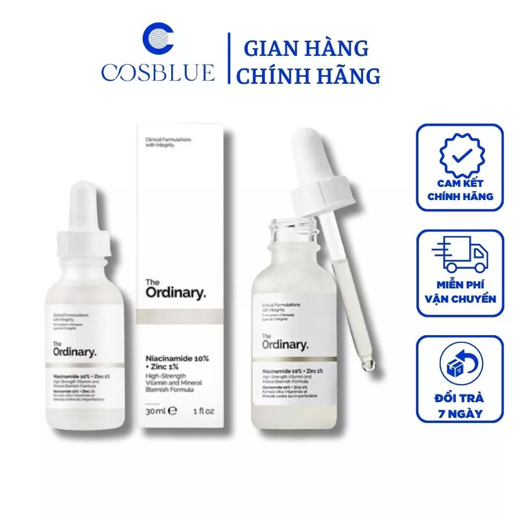 Tinh Chất The Ordinary Niacinamide 10% + Zinc 1% giảm mụn, mờ thâm, thu nhỏ lỗ chân lông hiệu quả