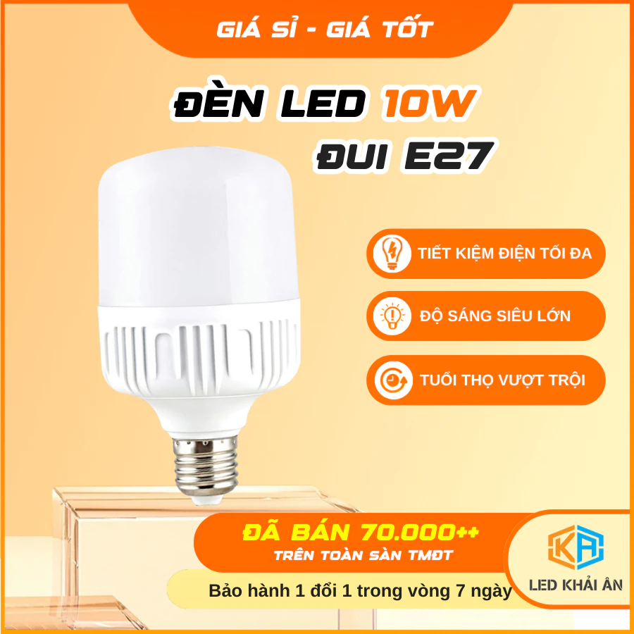 Bóng Đèn Led Trụ 10W Cao Cấp Khải Ân, Siêu Sáng Tiết Kiệm Điện - Bóng Điện Led Trụ 10W Chiếu Sáng Giá Hợp Lý