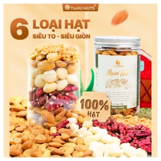 Hạt dinh dưỡng mix 6 loại TANU NUTS hũ 500g hạt ngũ cốc cho bà bầu gồm macca, óc chó, hạnh nhân, bí xanh, điều