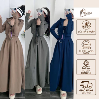 Áo Khoác Chống Nắng Toàn Thân 2 Lớp Vải Umi Cotton Dày Hàn Dáng Dài Chống Tia UV  Co Giãn 4 Chiều
