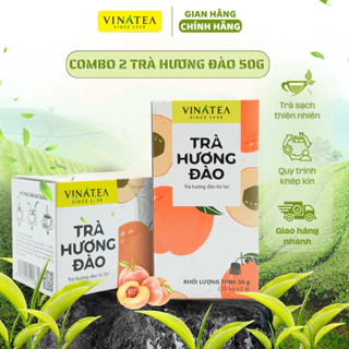 Combo 2 trà đào 50g, trà túi lọc thơm vị đào thanh mát hộp 25 gói, trà Vinatea chất lượng