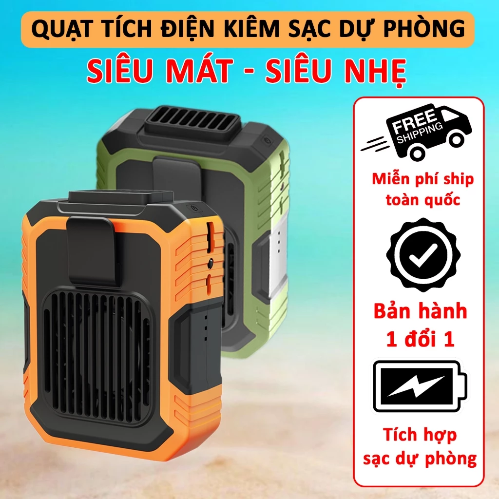 Quạt đeo thắt lưng kiêm sạc dự phòng 4000mah, quạt đeo cổ, quạt đeo hông, quạt điều hoà thắt lưng