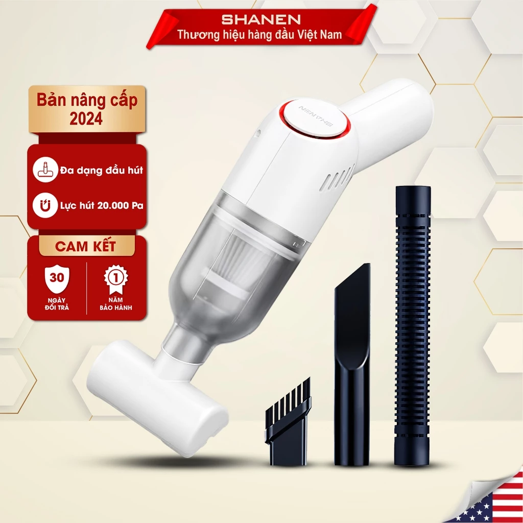 Máy hút bụi cầm tay không dây SHANEN, Lực hút siêu mạnh 20.000Pa