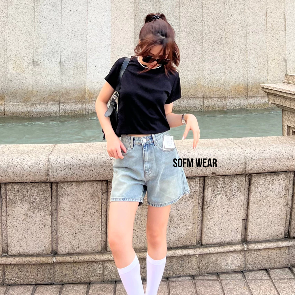 Quần short cạp thấp dáng rộng Sofm Wear