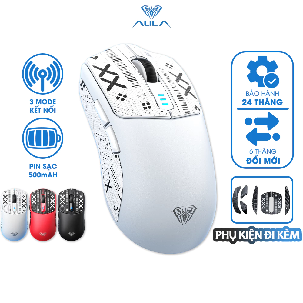 Chuột Gaming 3 Mode Phím Cơ AULA SC580/ SC800 Chơi Game Không Dây Bluetooth Wireless 2.4G Type C Pin 500mAh