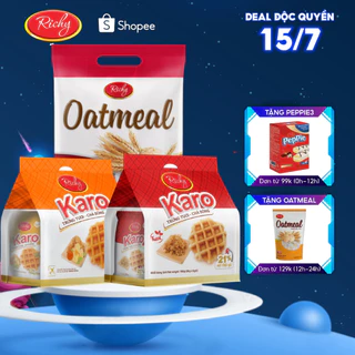 Combo RICHY yến mạch tròn túi 250gr và bánh tươi KARO 2 vị (3 gói)