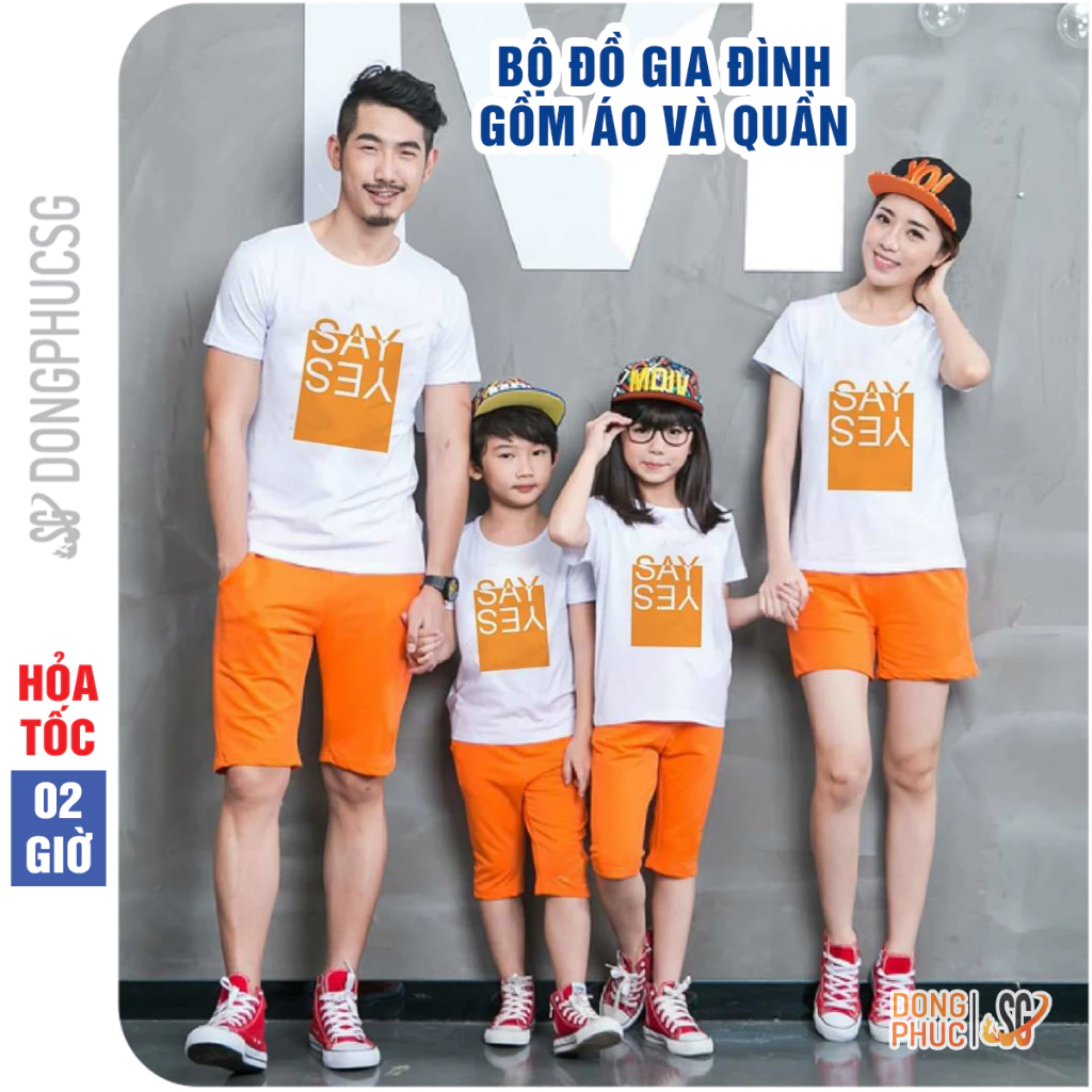 Đồng phục gia đình 3/4/5 người nguyên bộ đồ áo quần nổi bật có thể mặc đôi hội nhóm đi biển BGD298TC