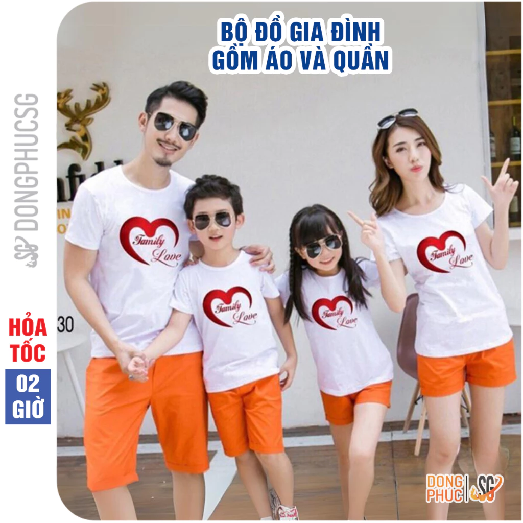 Bộ đồ gia đình set gồm áo thun và quần short năng động chất thun dày dặn đi biển dã ngoại BGD330TC