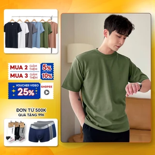 Áo thun nam cổ tròn cotton 100% co giãn 4 chiều dày dặn, thoáng mát SPMATS08 Pigofashion