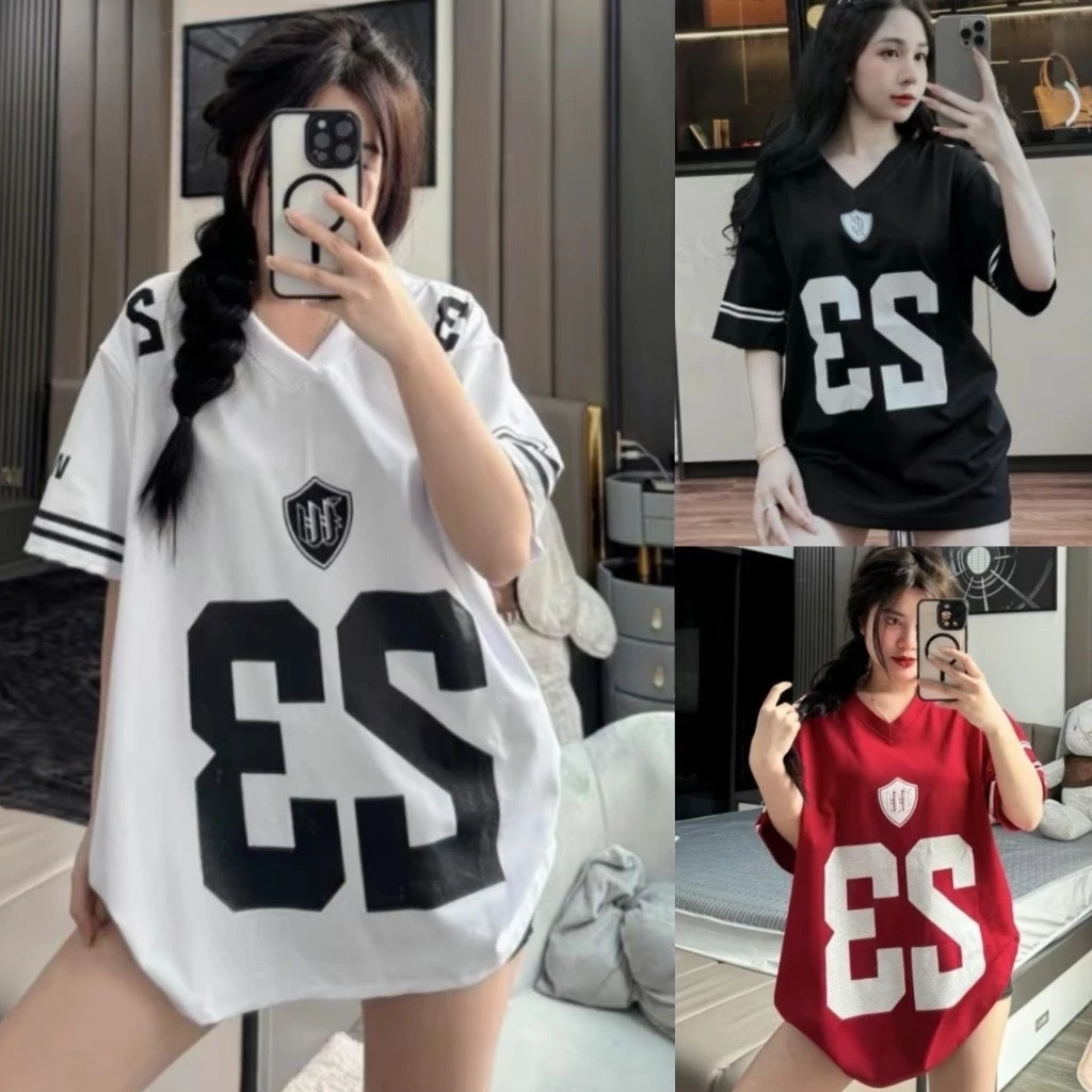 Áo thun nữ tay lỡ chất cotton su in SỐ 23   phong cách Hàn Quốc CAMASTORE M2514