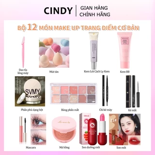 Bộ trang điểm đầy đủ chính hãng 12 món sản phẩm Son môi+Mascara+kẻ mắt+Kem BB+Bảng màu mắt-BJ-T12C01