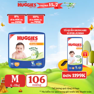 Tã quần Huggies Skincare Mega Jumbo M106/L96+8/XL84+4/XXL76+4