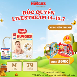 [LIVE] Tã/bỉm dán sơ sinh Huggies Skin Perfect M 76+3 miếng với 2 vùng thấm giảm kích ứng da