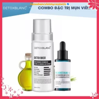 [Chính hãng] Combo loại bỏ mụn xóa thâm Detox blanc(Detox mask 150ml+Peel acnes H 30ml)