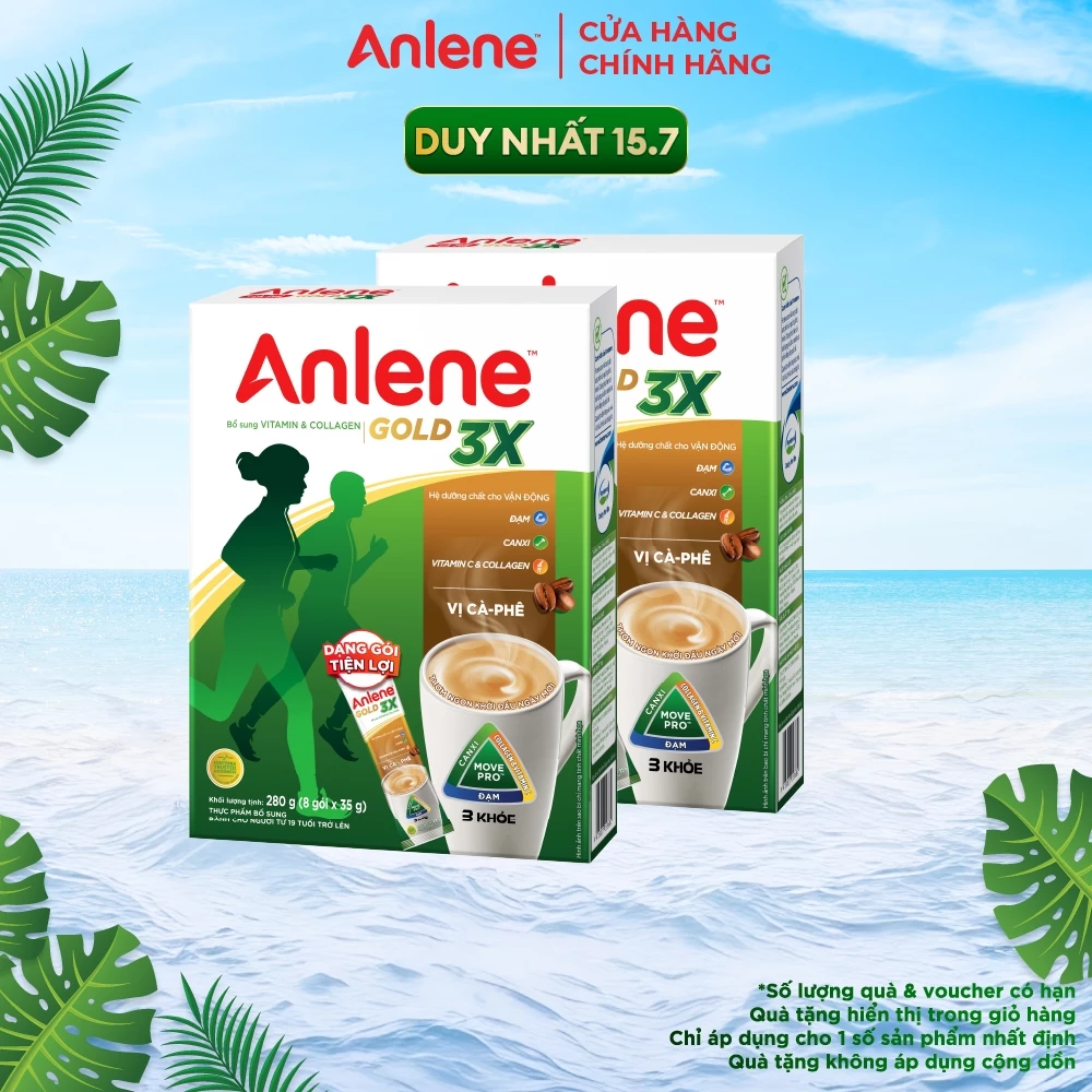 Combo 2 Sữa bột Anlene cà phê hộp 8x35g/hộp