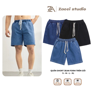 Quần Short Jean Nam Nữ, Quần Short Bò ZACCI Chất Jean Cao Cấp Co Giãn Form Đứng Trên Gối - QJ02