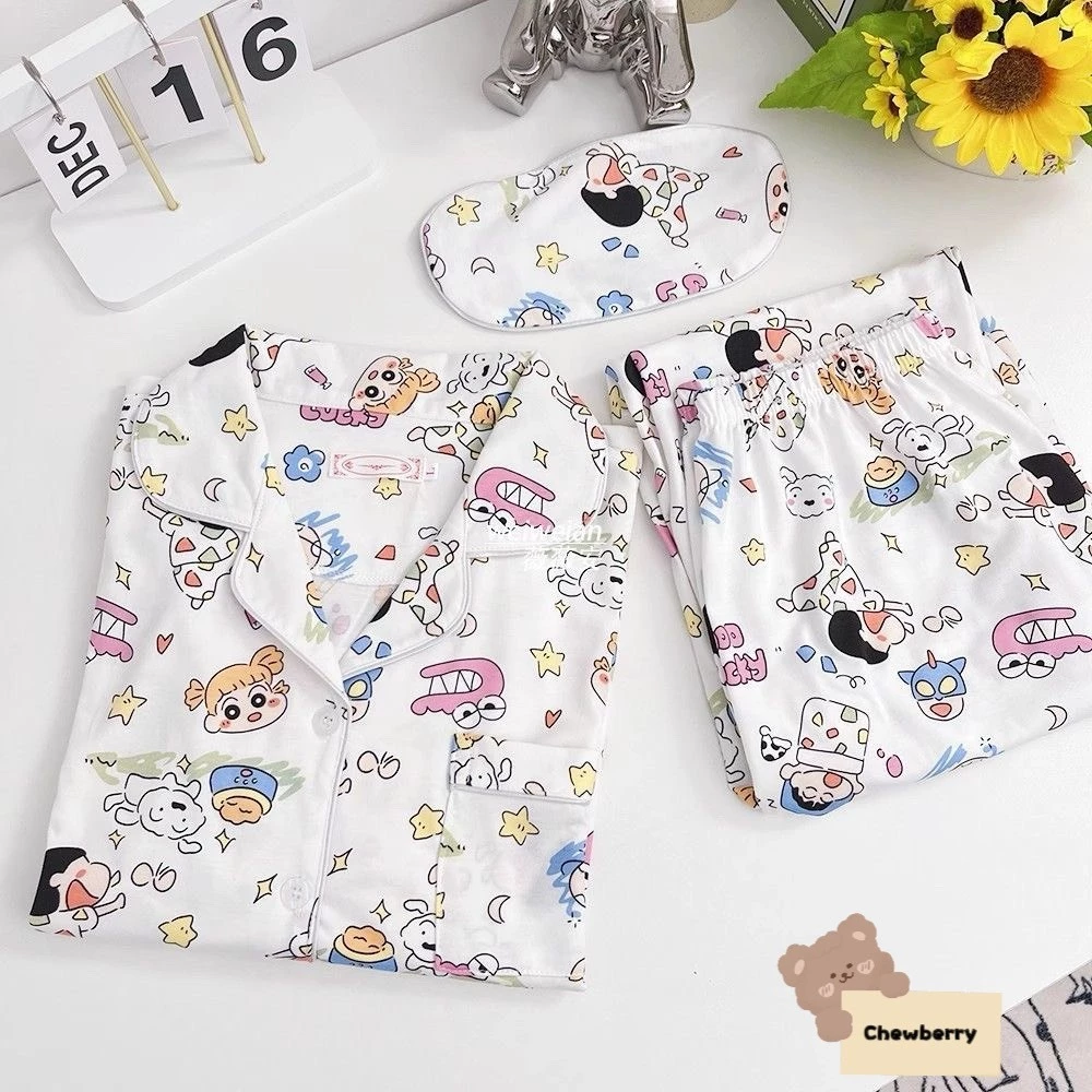 Pijama, Bộ Đồ Ngủ Mặc Nhà Chất Kate Họa Tiết Bò Sữa Xinh Xắn