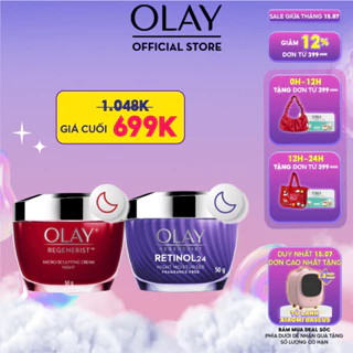 Combo 2: Kem Dưỡng Ẩm Ban Đêm: OLAY REGENERIST 50G & OLAY RETINOL24 50G