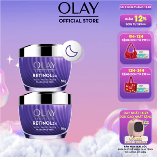 Combo 2: Kem Dưỡng Ẩm Ban Đêm OLAY RETINOL24 Giúp Trẻ Hóa Da & Mờ Nếp Nhăn 50G X2